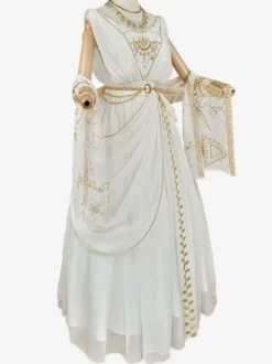 Académique Ensemble Lolita Cape De Robe Sans Manches Brodée Blanche 3 Pièces