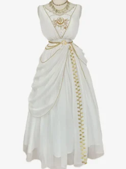 Académique Ensemble Lolita Cape De Robe Sans Manches Brodée Blanche 3 Pièces
