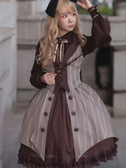 Académique Lolita Gilet Café Infanta Polyester Top Lolita Gothique