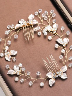 Accessoire de casque de mariage en métal perle accessoires de cheveux blonds clairs pour la mariée