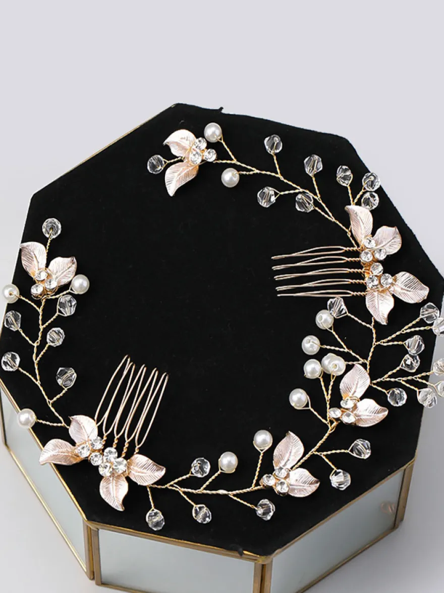Accessoire de casque de mariage en métal perle accessoires de cheveux blonds clairs pour la mariée