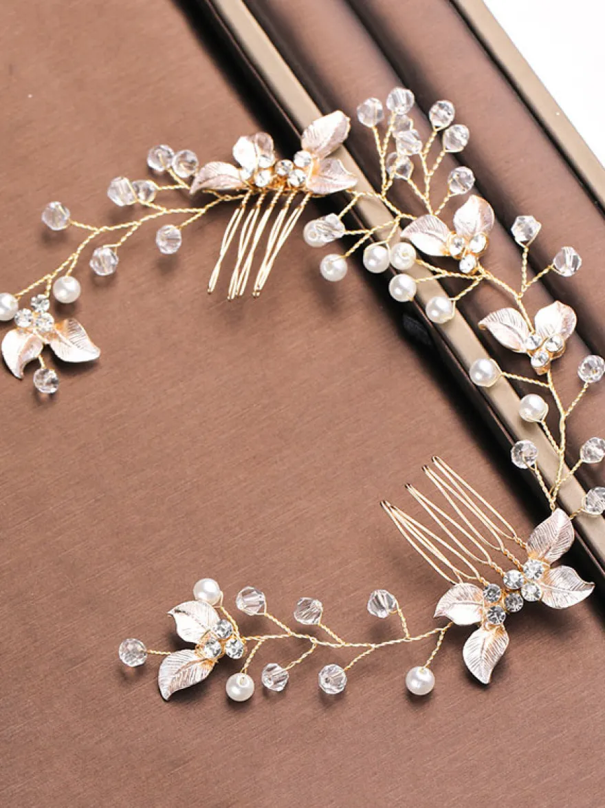 Accessoire de casque de mariage en métal perle accessoires de cheveux blonds clairs pour la mariée