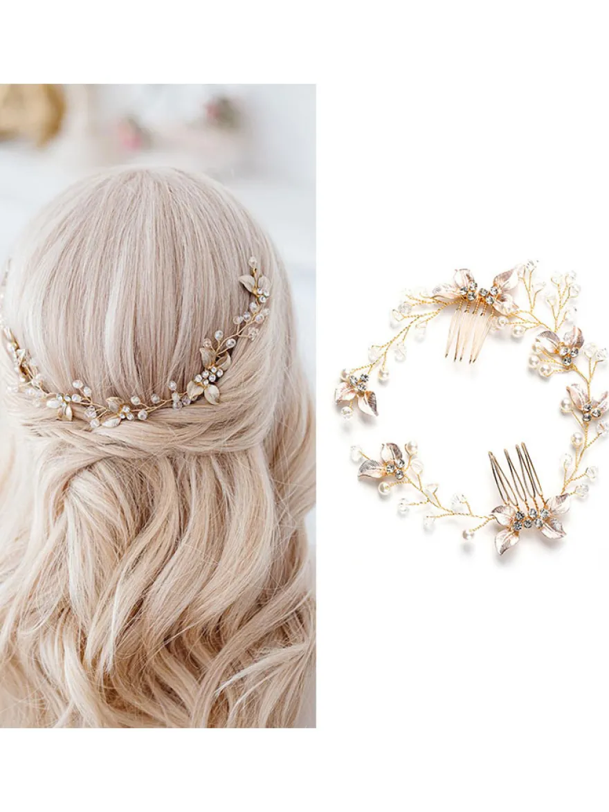 Accessoire de casque de mariage en métal perle accessoires de cheveux blonds clairs pour la mariée