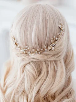 Accessoire de casque de mariage en métal perle accessoires de cheveux blonds clairs pour la mariée