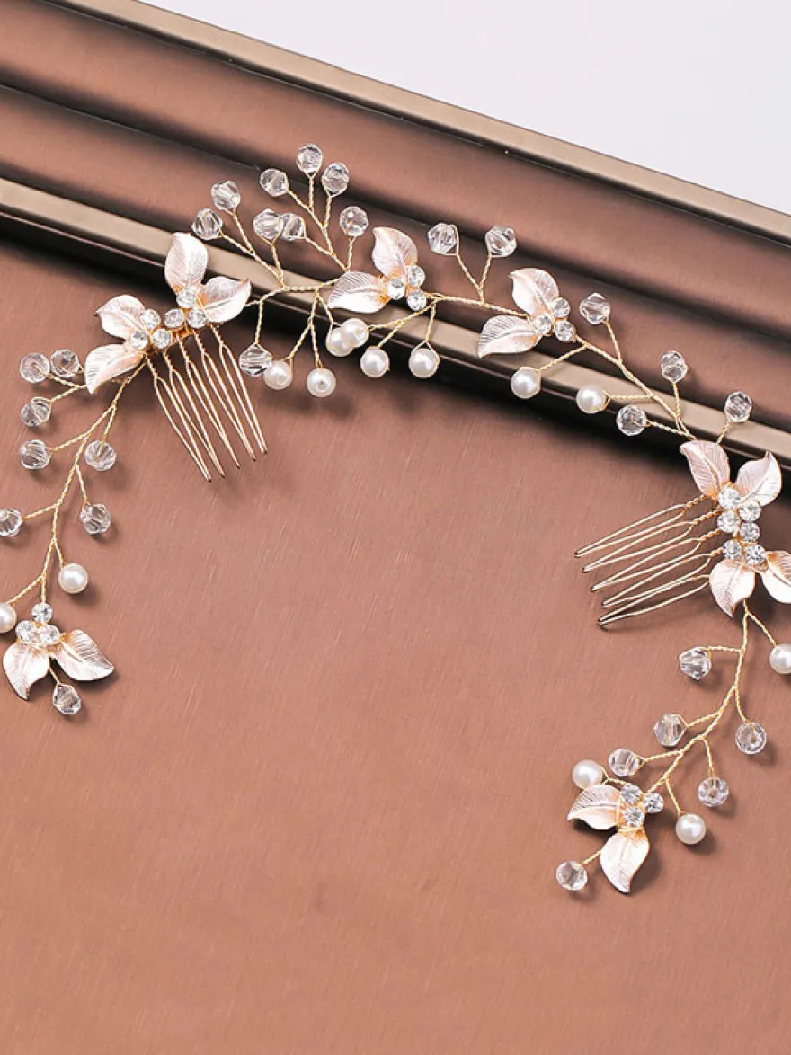 Accessoire de casque de mariage en métal perle accessoires de cheveux blonds clairs pour la mariée