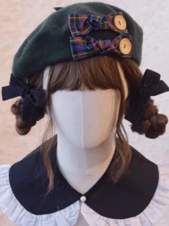 Accessoire de chapeau Sweet Lolita en polyester à carreaux gris Accessoires Lolita