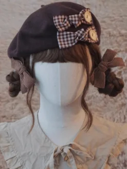 Accessoire de chapeau Sweet Lolita en polyester à carreaux gris Accessoires Lolita