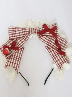 Accessoires Coiffure Mignonne Lolita Nœuds À Carreaux Fibre De Polyester