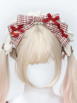 Accessoires Coiffure Mignonne Lolita Nœuds À Carreaux Fibre De Polyester