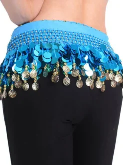 Accessoires de costumes de danse du ventre danse Hip foulard bleu glands hiérarchisé taille chaînes féminines du ventre Déguisements Halloween