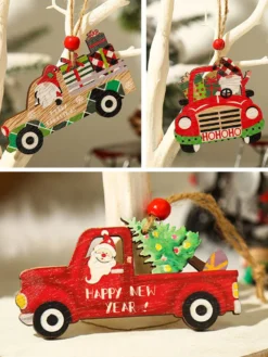 Accessoires de voiture de Noël rouge Fibre de polyester Costumes de vacances de Noël Accessoires