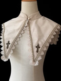 Accessoires Faux Col Lolita Classiques Abricot Détails Métallique Cape Velours