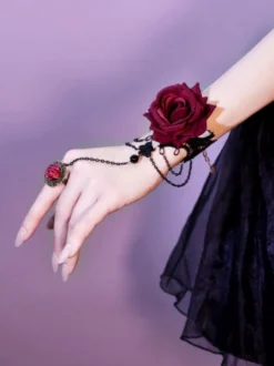 Accessoires Gothic Lolita Black Rose Chaînes Polyester Accessoire Divers