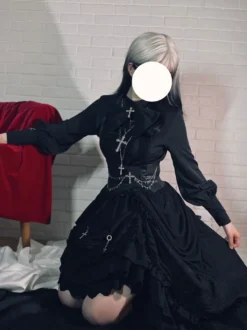 Accessoires Gothique Lolita Chaînes Noires Cuir PU Divers
