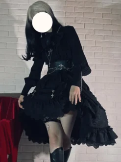 Accessoires Gothique Lolita Chaînes Noires Cuir PU Divers