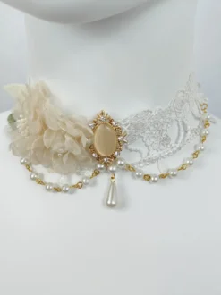 Accessoires Gothiques Lolita Chaînes Rose Clair Perles Ras De Cou Divers