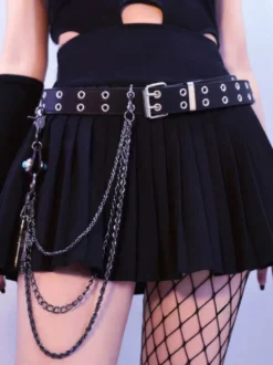 Accessoires Gothiques Lolita Oeillets Noirs Chaînes Ceinture Divers