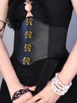 Accessoires gothiques Lolita Œillets noirs Détails métalliques Divers