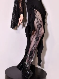 Accessoires Gothiques Lolita Fleurs Noires Accessoire Polyester Divers