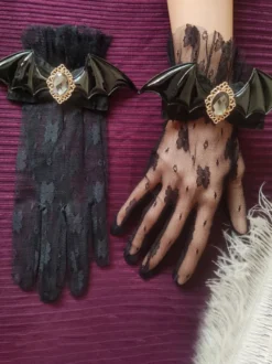 Accessoires Gothiques Lolita Volants Blancs Strass Manches Divers
