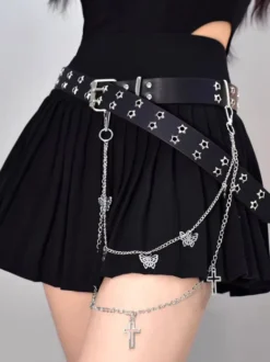 Accessoires gothiques Lolita Chaînes blanches Étoiles Imprimé motif papillon Ceinture Divers