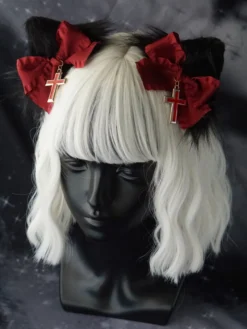 Accessoires gothiques Lolita Accessoire nœud croisé noir Divers