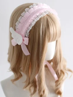 Accessoires gothiques Lolita coiffes en dentelle volants nœuds blanc écru