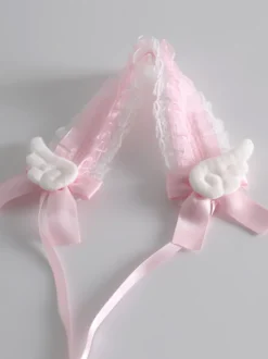Accessoires gothiques Lolita coiffes en dentelle volants nœuds blanc écru