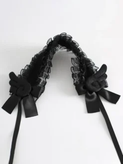 Accessoires gothiques Lolita coiffes en dentelle volants nœuds blanc écru