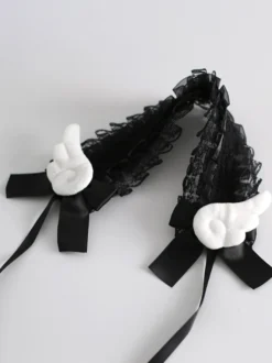 Accessoires gothiques Lolita coiffes en dentelle volants nœuds blanc écru