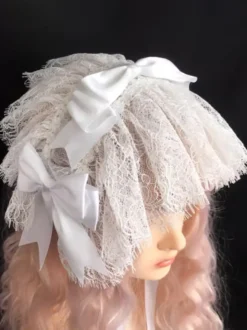 Accessoires gothiques Lolita Nœuds en dentelle blanche Coiffes Divers