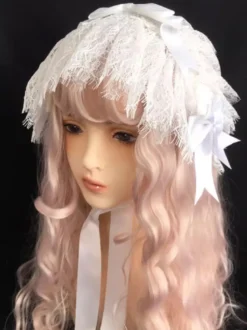 Accessoires gothiques Lolita Nœuds en dentelle blanche Coiffes Divers