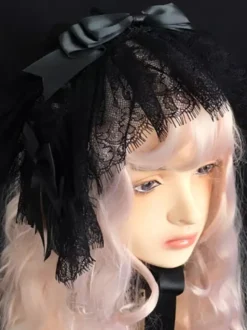 Accessoires gothiques Lolita Nœuds en dentelle blanche Coiffes Divers