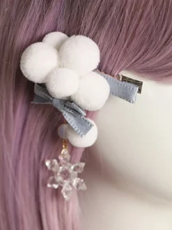 Accessoires Lolita de style chinois arcs bleu ciel clair couvre-chef en polyester divers