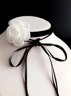 Accessoires Lolita Steampunk Tour de Cou Fleurs Blanches Fibre Polyester Divers