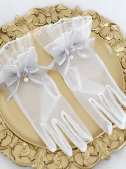 Accessoires Lolita Style ROCOCO Nœuds Bleu Profond Perles Accessoire Fibre Polyester Divers