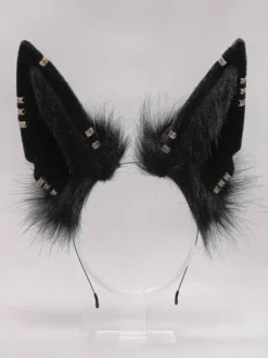 Accessoires Noir Lolita Oreilles Fausse Fourrure Coiffure Animaux Fibre Polyester Divers