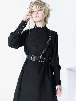 Accessoires Steampunk Lolita Détails en métal noir Ceinture en cuir PU Divers