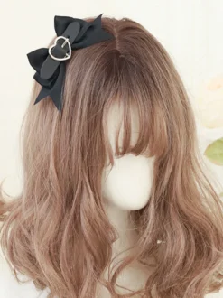 Accessoires Sweet Lolita Chaînes noires Coiffures en fibre de polyester Motif coeurs Divers
