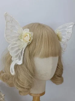 Accessoires Sweet Lolita Couvre-chef Rose Noire Fibre de Polyester Divers