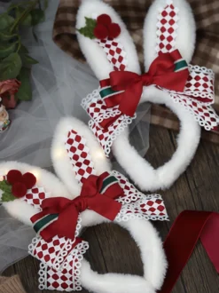 Accessoires Sweet Lolita Nœuds rouges Couvre-chefs à carreaux Divers