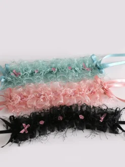 Accessoires Sweet Lolita Perles Noires Noeuds Volants Couvre-chef Divers