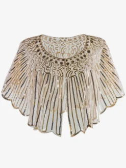 Années 1920 Great Gatsby paillettes accessoires Flapper Cape Coat Champagne Retro Costume Accessoires Déguisements Halloween