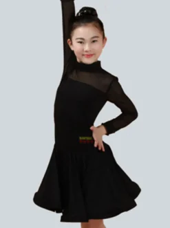 Attrayant costume de danse latine en lycra elasthanne unicolore Robe Déguisements Halloween