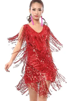 Attrayant costume de danse latine avec paillettes faux col Déguisements Halloween