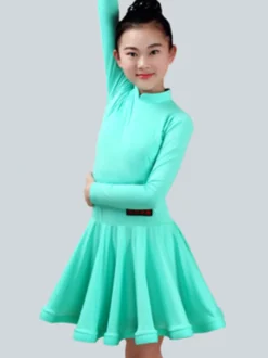 Attrayant costume de danse latine en lycra elasthanne unicolore Robe Déguisements Halloween