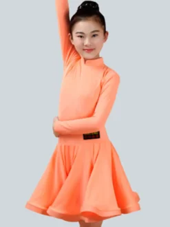 Attrayant costume de danse latine en lycra elasthanne unicolore Robe Déguisements Halloween