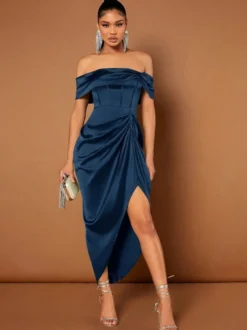 Avec robe de cocktail mode courte col bateau court
