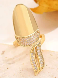 Bagues d'ongles en strass poli et lisse double couche ouverte et ajustable protège-ongles pour doigt