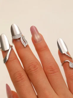 Bagues d'ongles en strass poli et lisse double couche ouverte et ajustable protège-ongles pour doigt